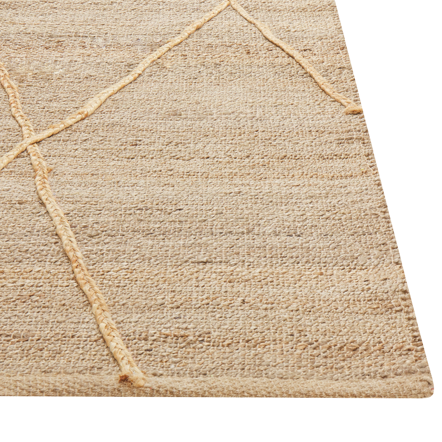 Teppich Jute beige 80 x 300 cm geometrisches Muster Kurzflor YUVACIK
