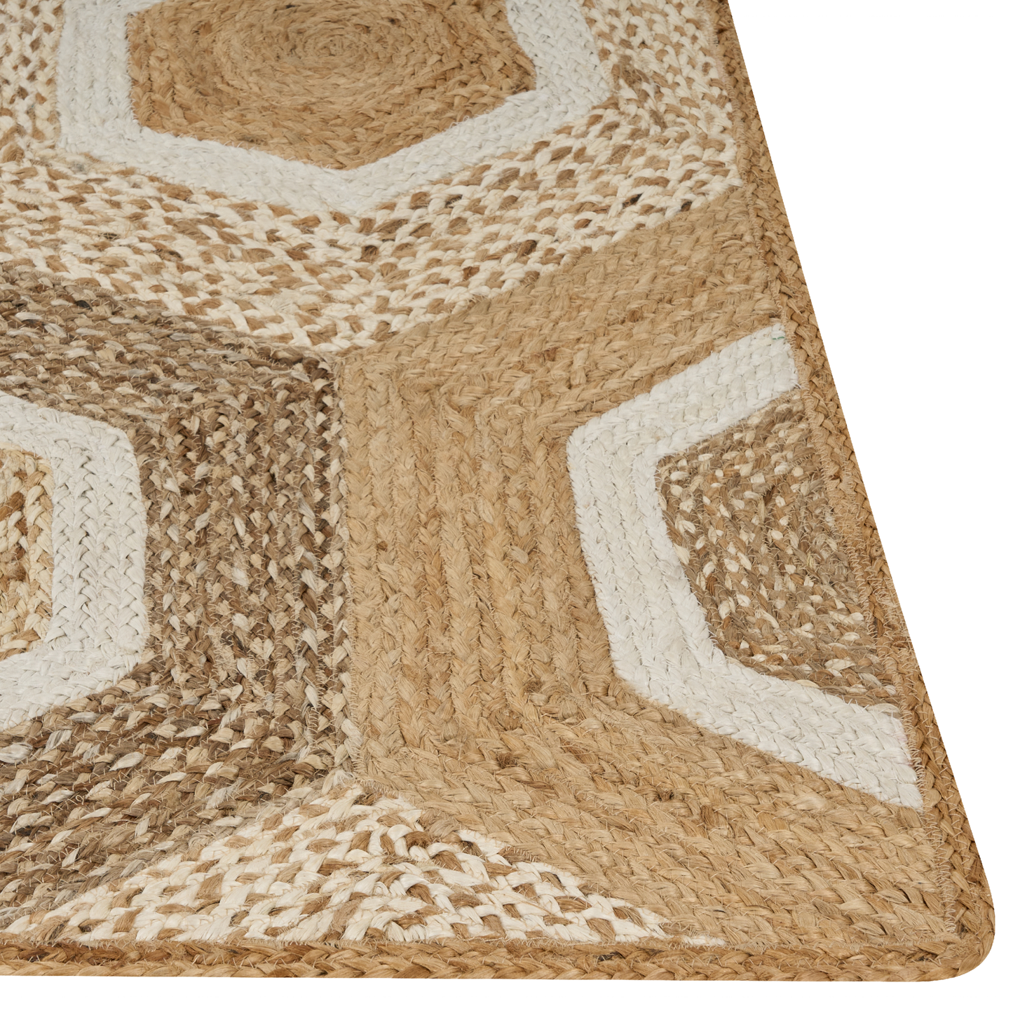 Teppich Jute beige 160 x 230 cm geometrisches Muster Kurzflor BASOREN