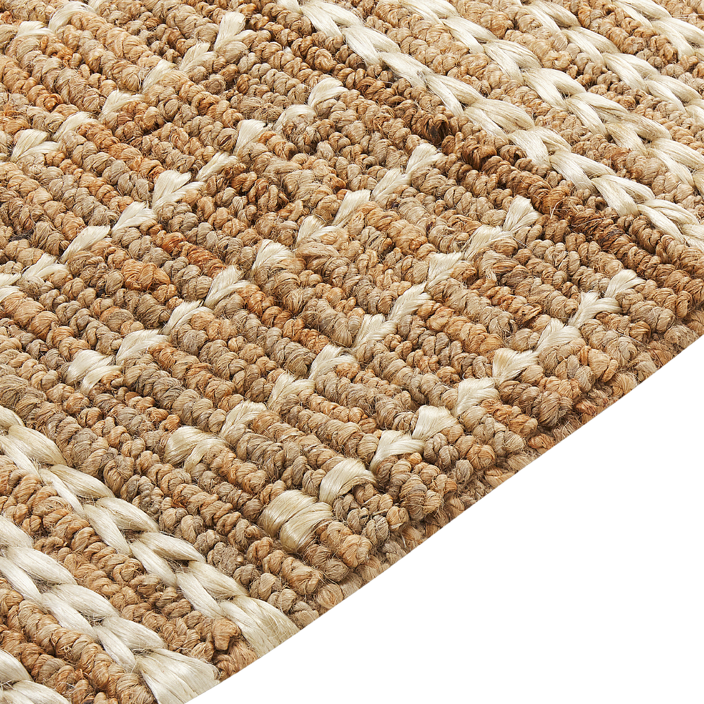 Teppich Jute beige 80 x 300 cm Streifenmuster Kurzflor KAMBERLI