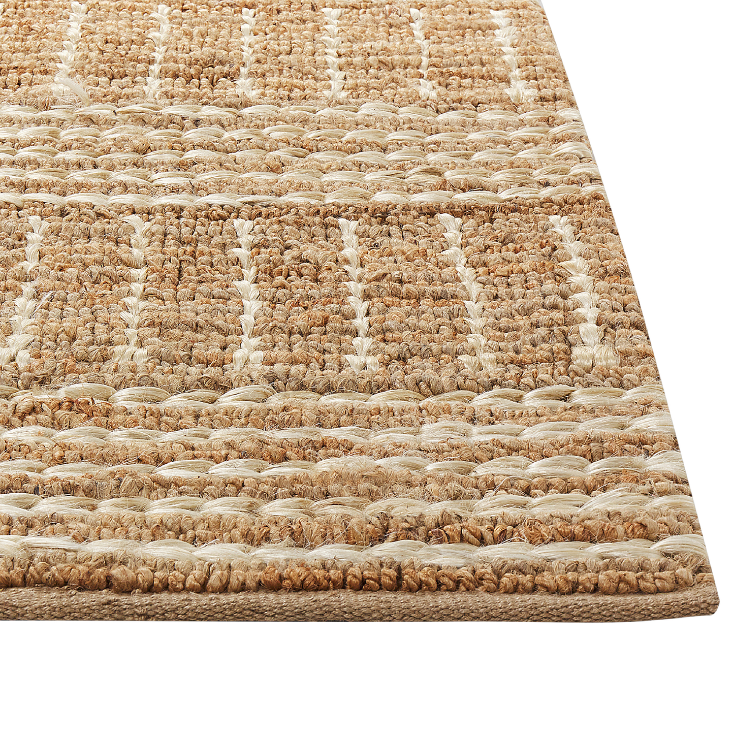 Teppich Jute beige 160 x 230 cm Streifenmuster Kurzflor KAMBERLI