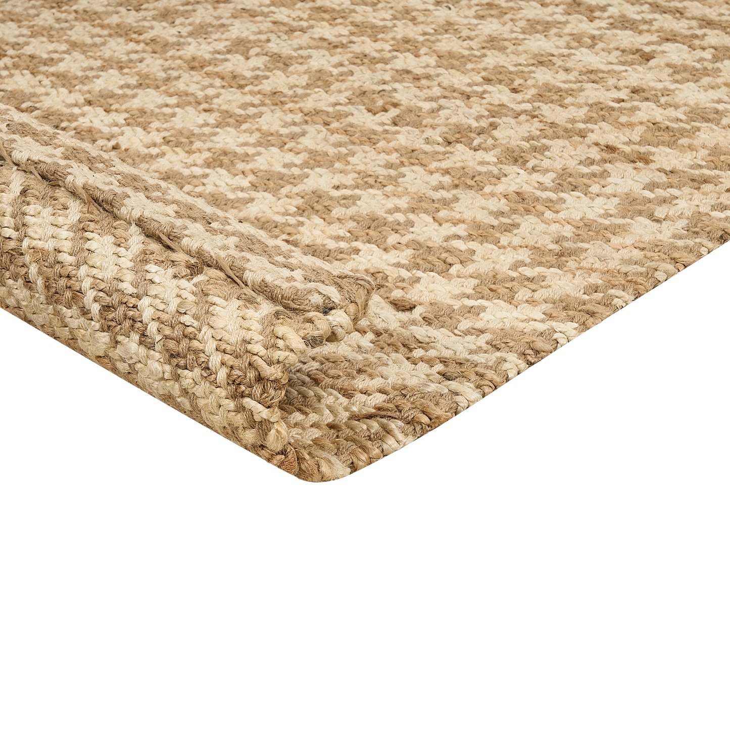Teppich Jute beige 80 x 300 cm kariertes Muster Kurzflor ARAPTEPE
