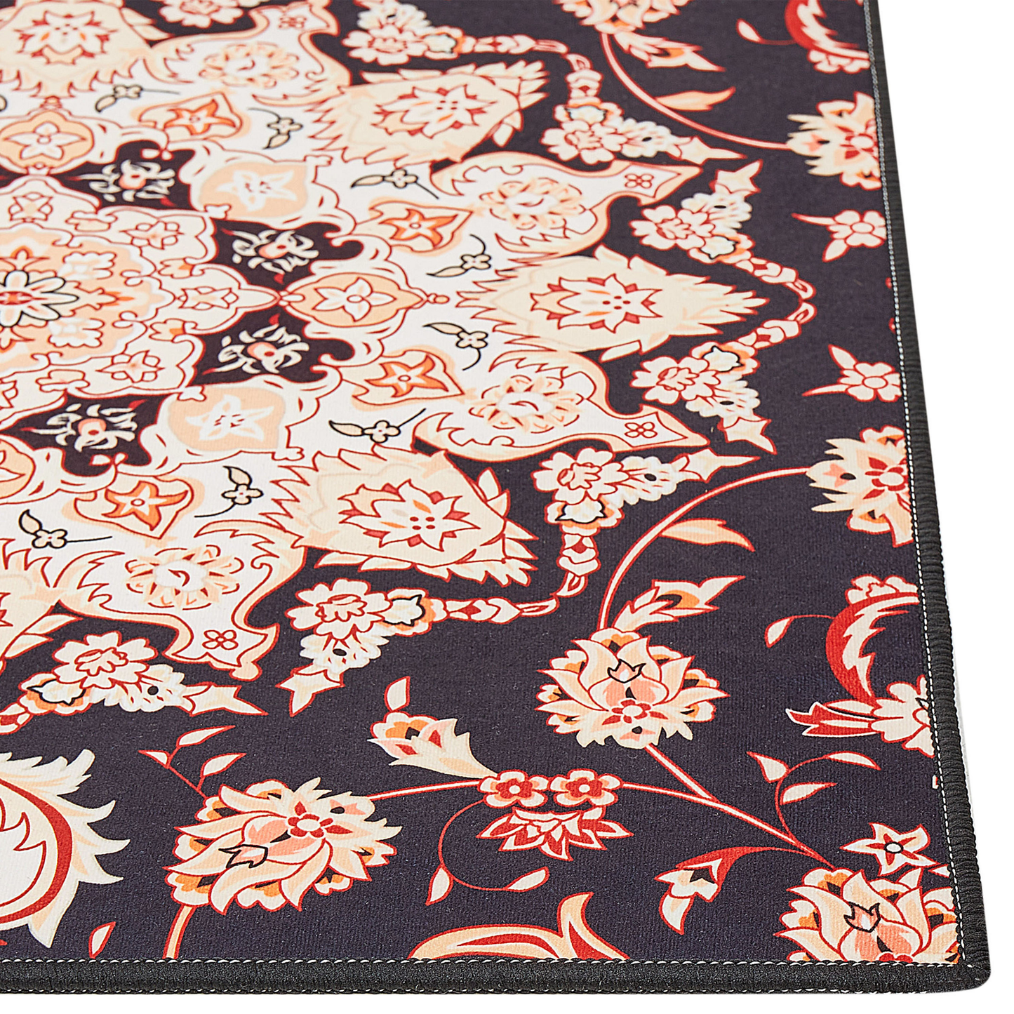 Teppich schwarz / beige 80 x 240 cm orientalisches Muster Kurzflor ARITAS