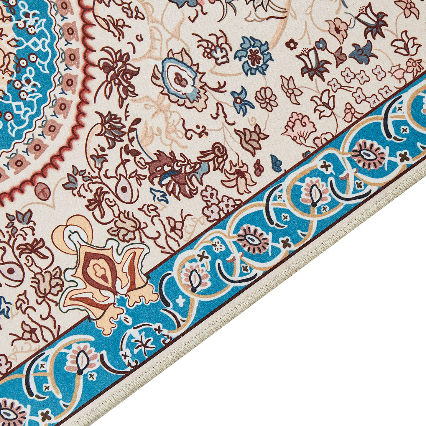 Teppich blau / hellbeige 80 x 240 cm orientalisches Muster Kurzflor GORDES