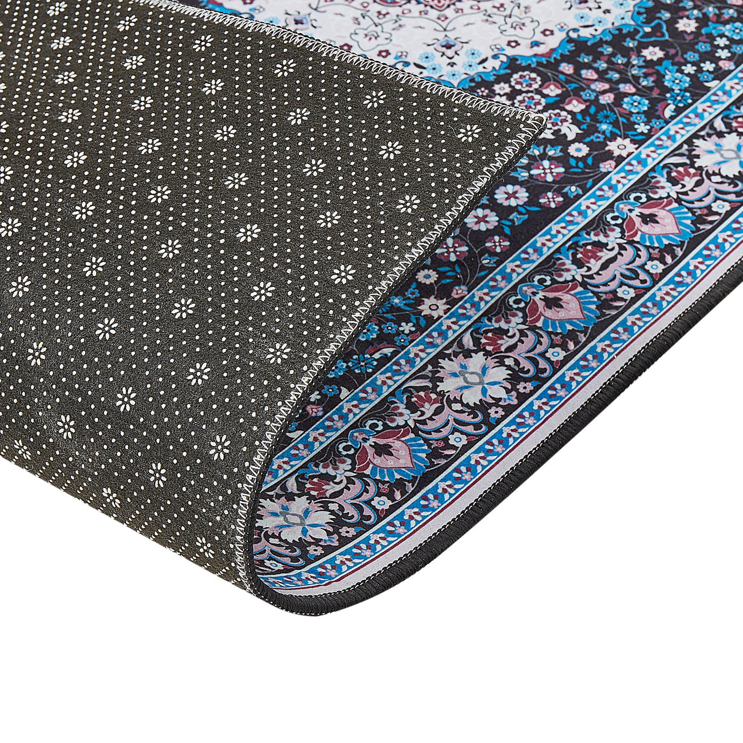 Teppich blau / schwarz 80 x 240 cm orientalisches Muster Kurzflor GEDIZ