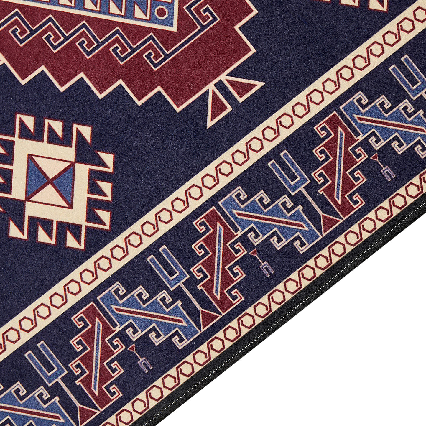 Teppich dunkelblau / dunkelrot 80 x 240 cm orientalisches Muster Kurzflor KANGAL