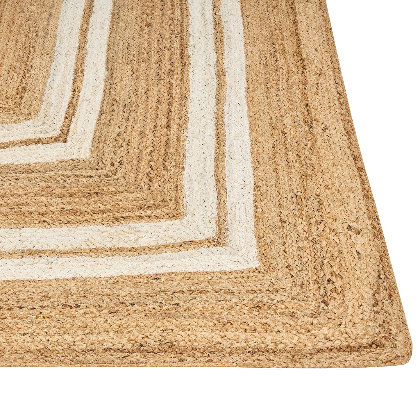 Teppich Jute beige 200 x 300 cm geometrisches Muster Kurzflor ELMALI