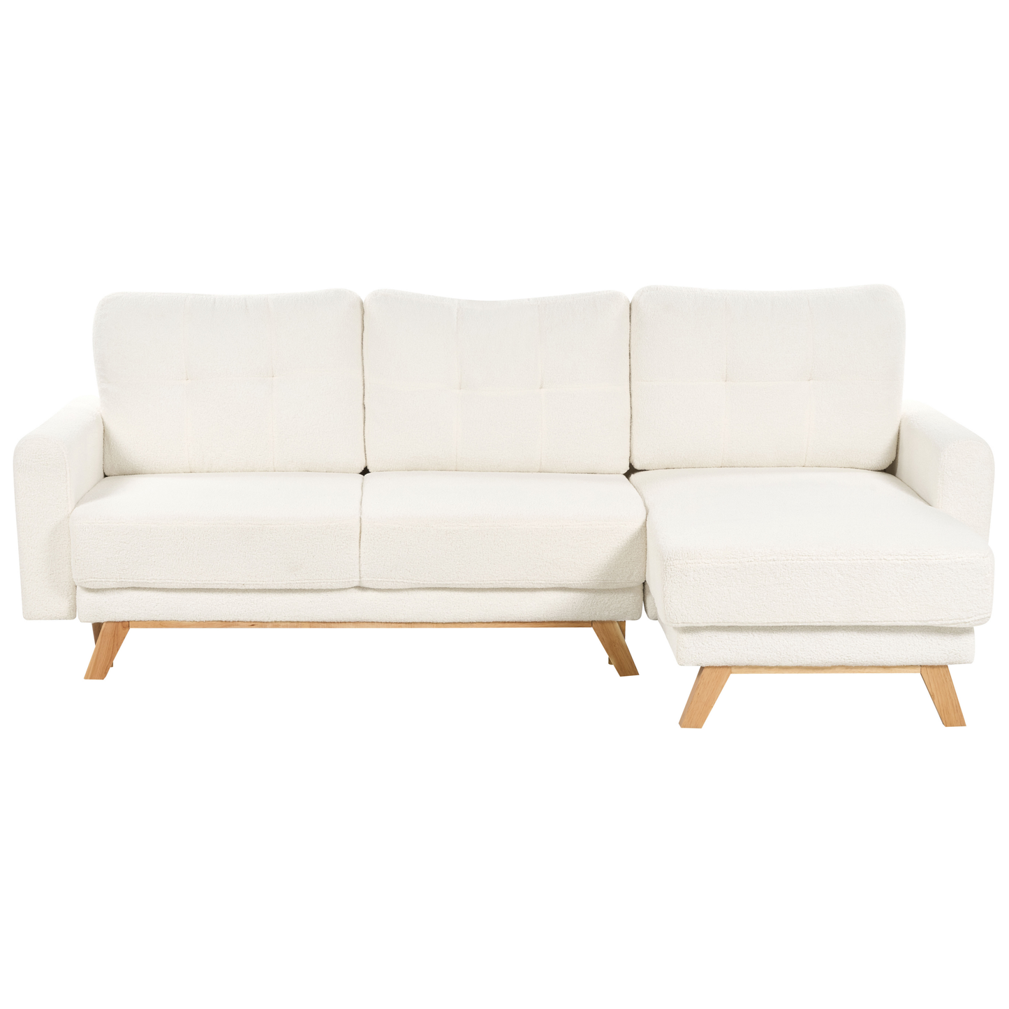 3-Sitzer Ecksofa Bouclé cremeweiss linksseitig mit Schlaffunktion Stauraum SIRO