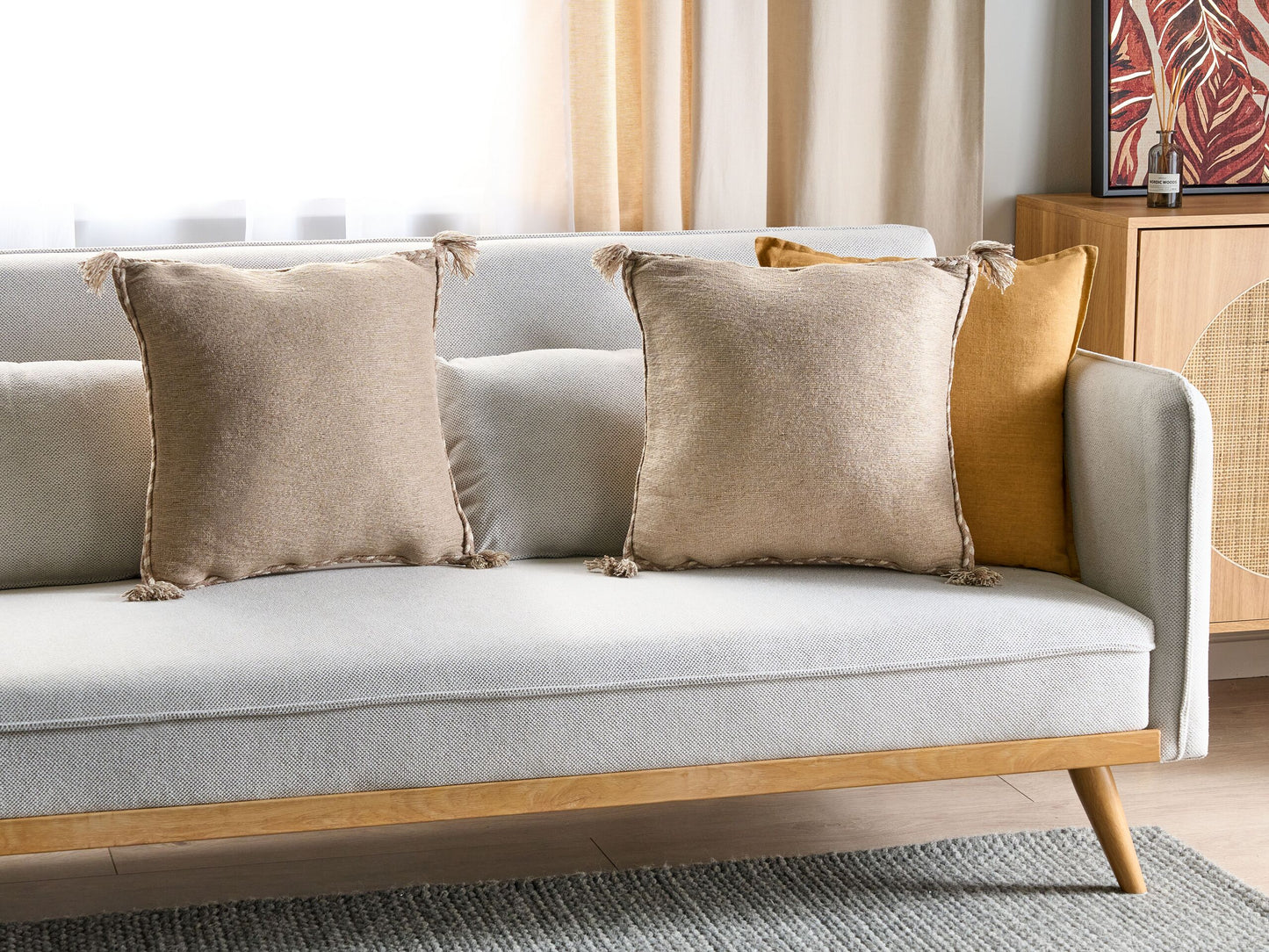 Dekokissen 2er Set ERIGERON Jute 45 x 45 cm Beige Ohne Muster