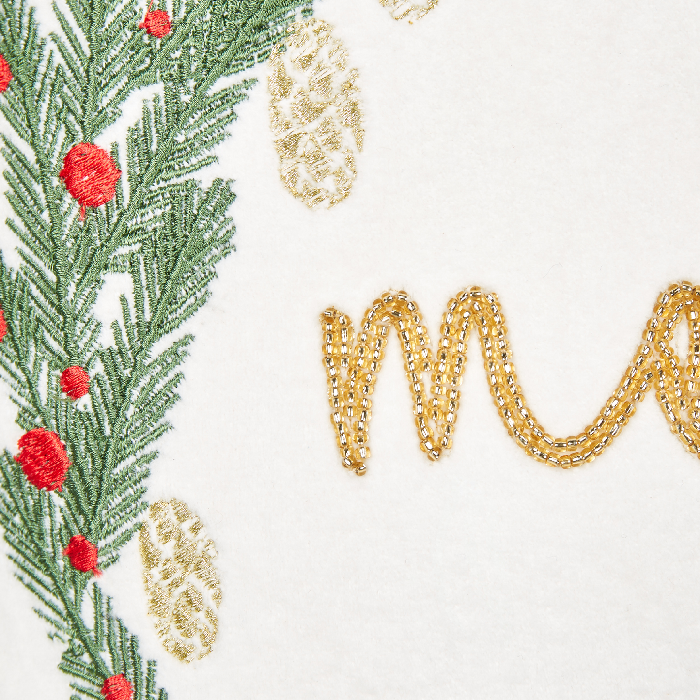 Dekokissen EUCHARIS Samtstoff 45 x 45 cm Weiss Weihnachtsmotiv