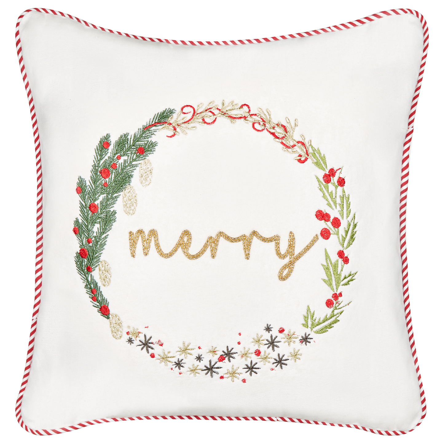 Dekokissen 2er Set EUCHARIS Samtstoff 45 x 45 cm Weiss Weihnachtsmotiv