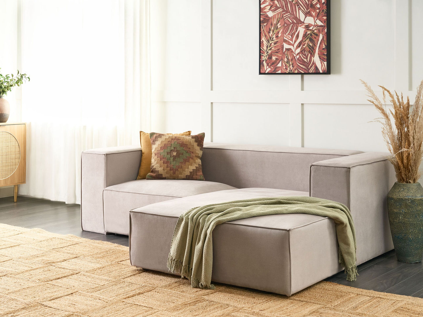 2-Sitzer Ecksofa Samtstoff taupe linksseitig VERNON