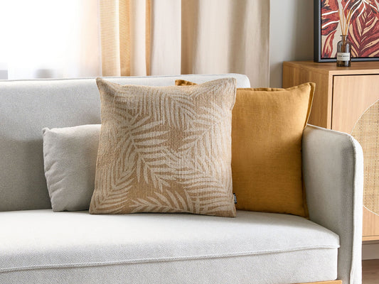 Dekokissen RUBUS Jute 45 x 45 cm Beige Pflanzenmuster