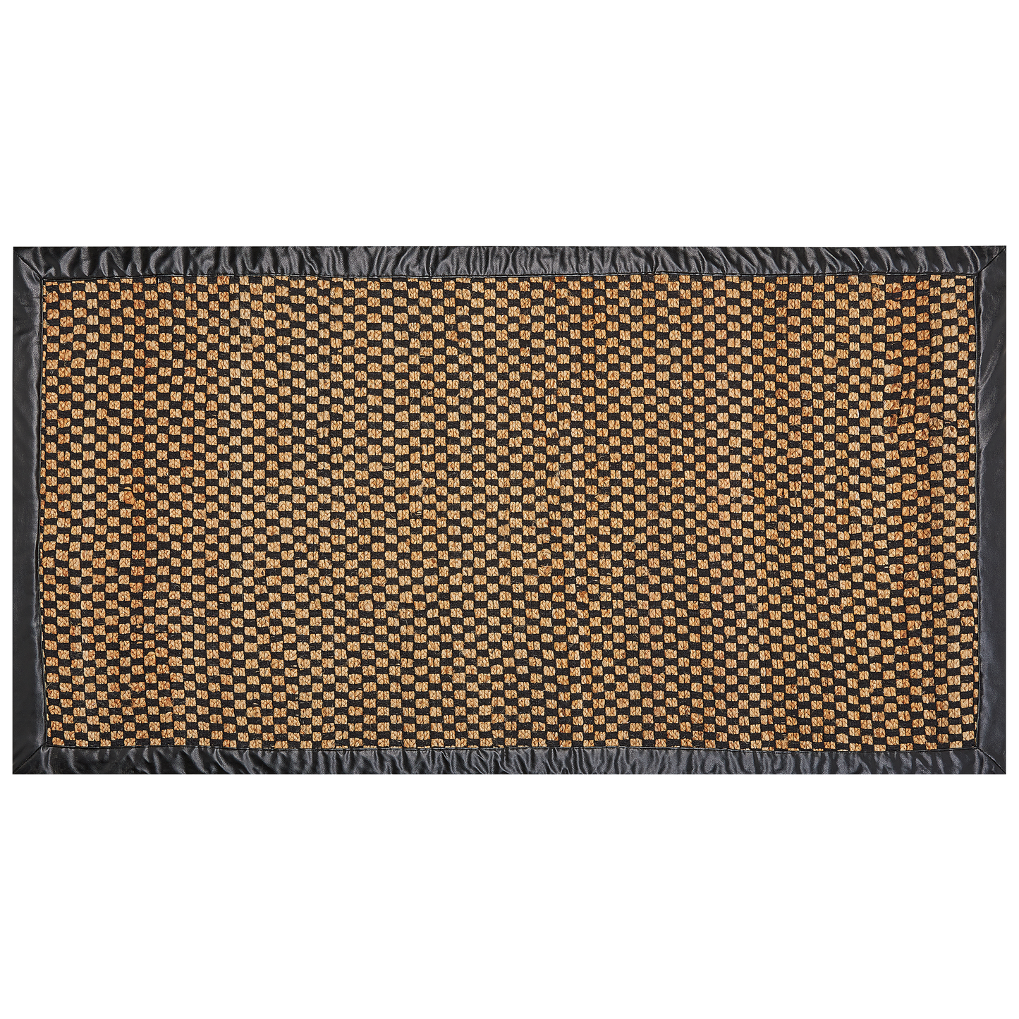 Teppich Jute schwarz / beige 80 x 150 cm kariertes Muster Kurzflor GERCE