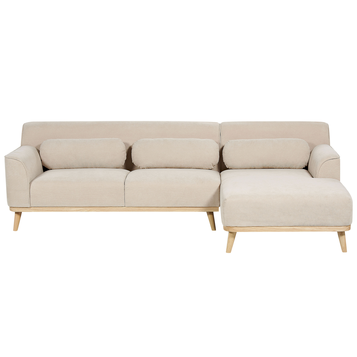 3-Sitzer Ecksofa Cord hellbeige linksseitig SIMOS