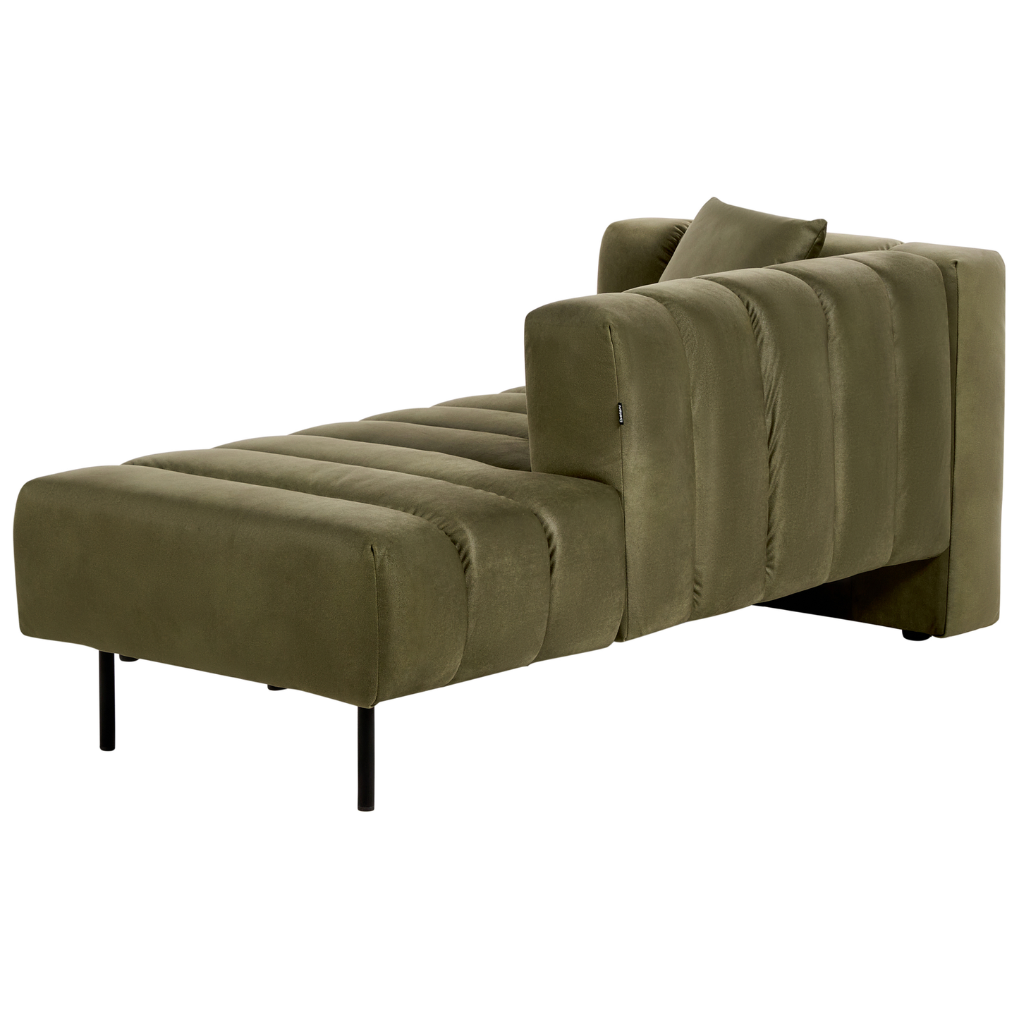 Chaiselongue Samtstoff olivgrün linksseitig LANNILS