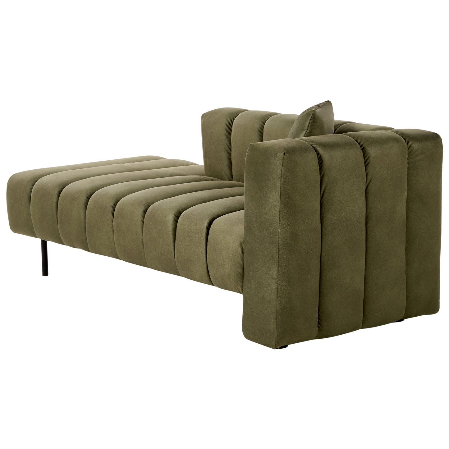 Chaiselongue Samtstoff olivgrün rechtsseitig LANNILS