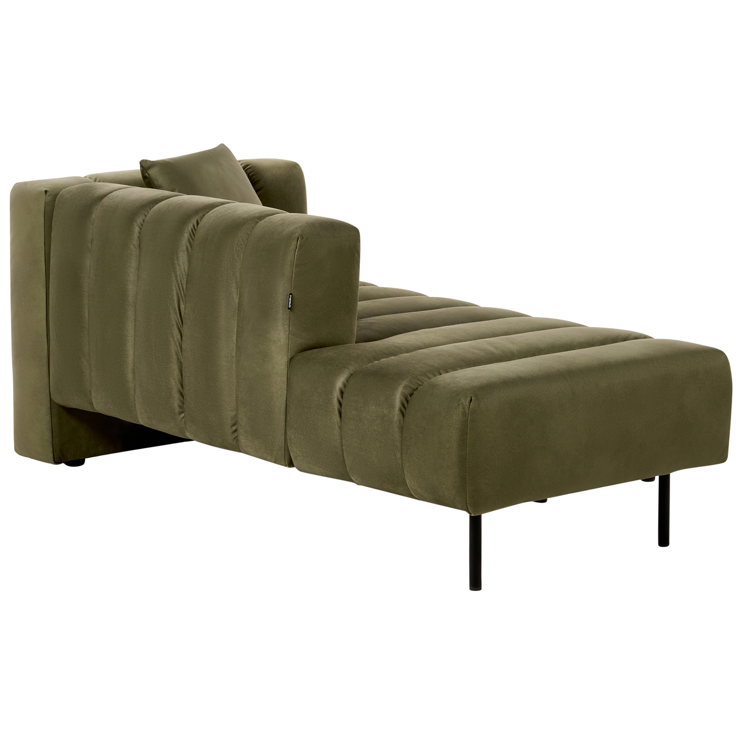 Chaiselongue Samtstoff olivgrün rechtsseitig LANNILS