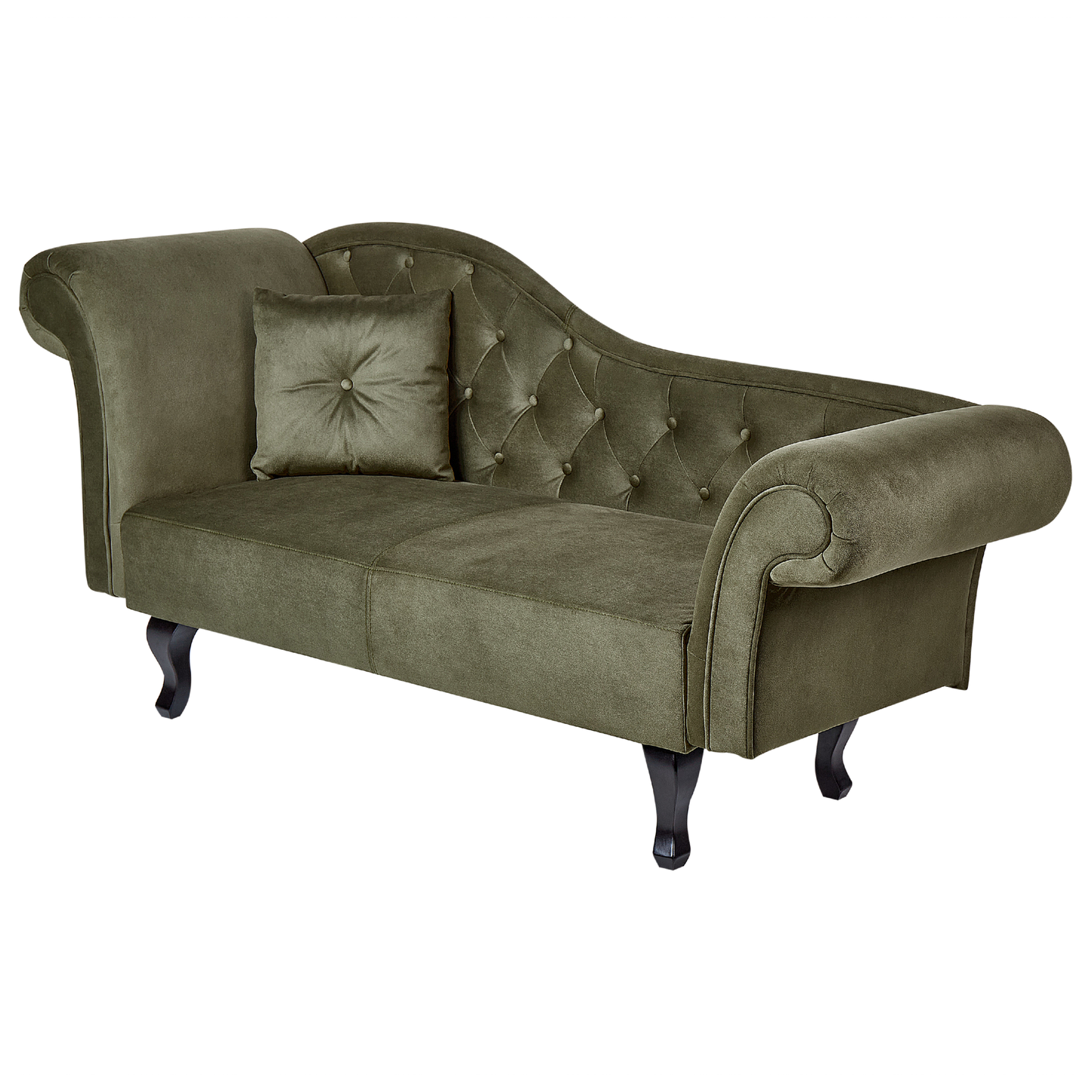 Chaiselongue Samtstoff olivgrün linksseitig LATTES II