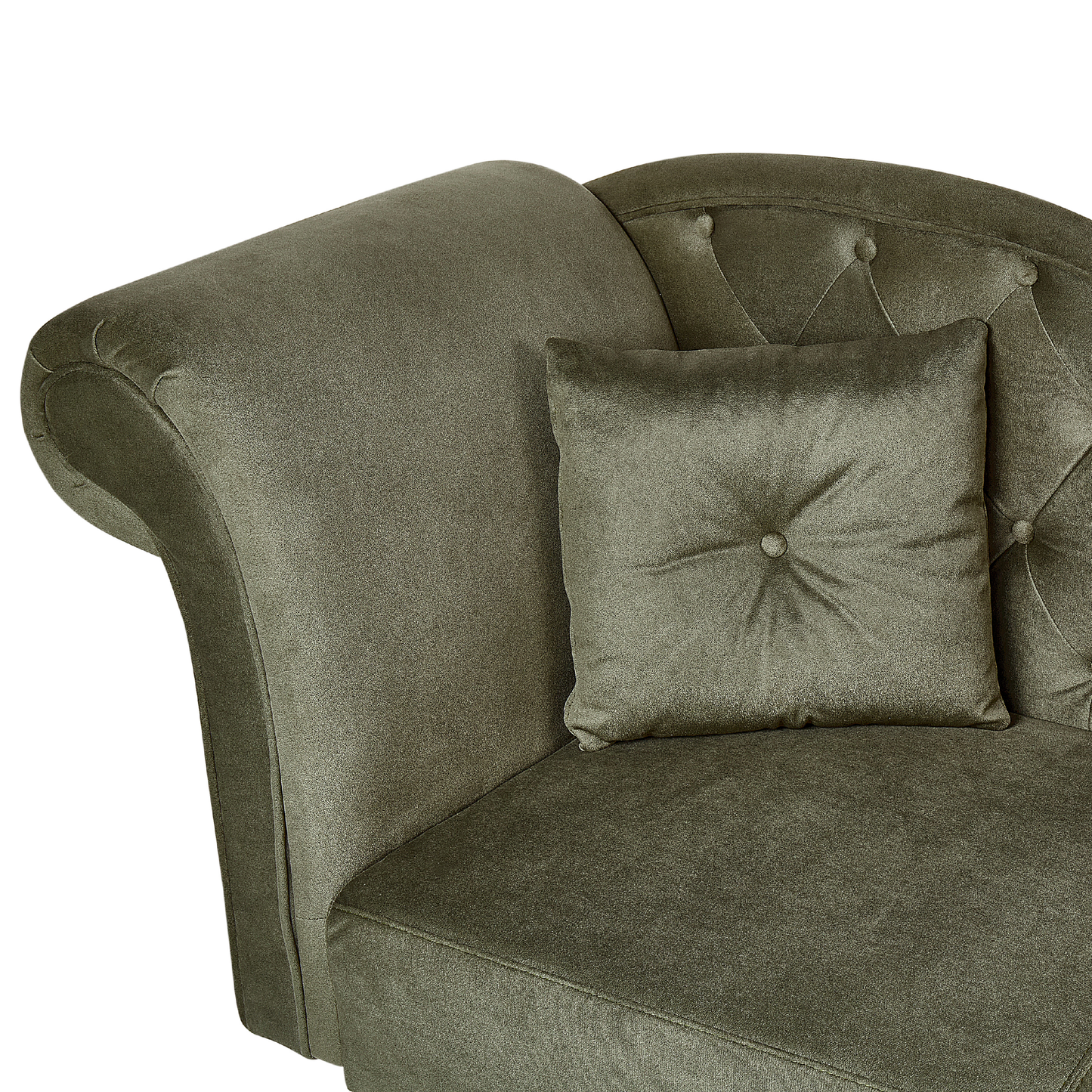 Chaiselongue Samtstoff olivgrün rechtsseitig LATTES II