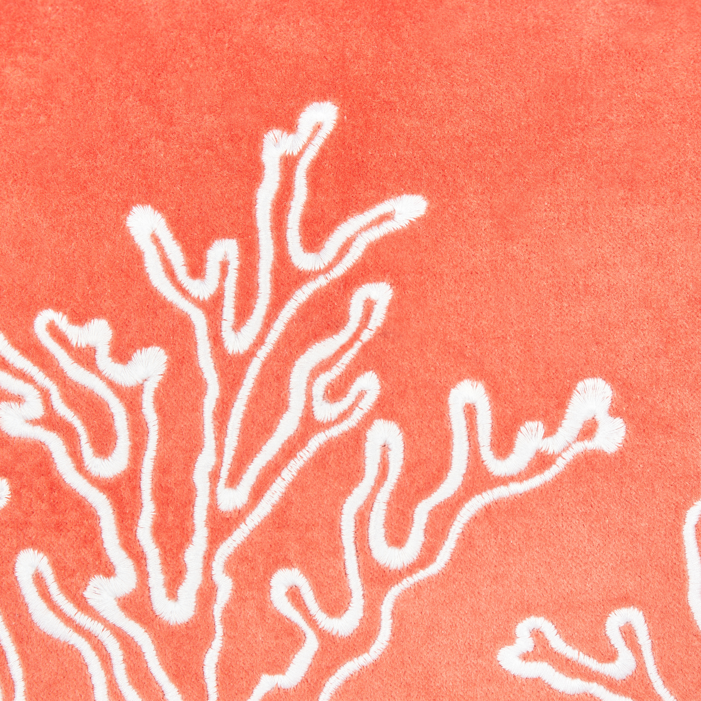 Dekokissen NORI Samtstoff 45 x 45 cm Korallenrot Pflanzenmuster