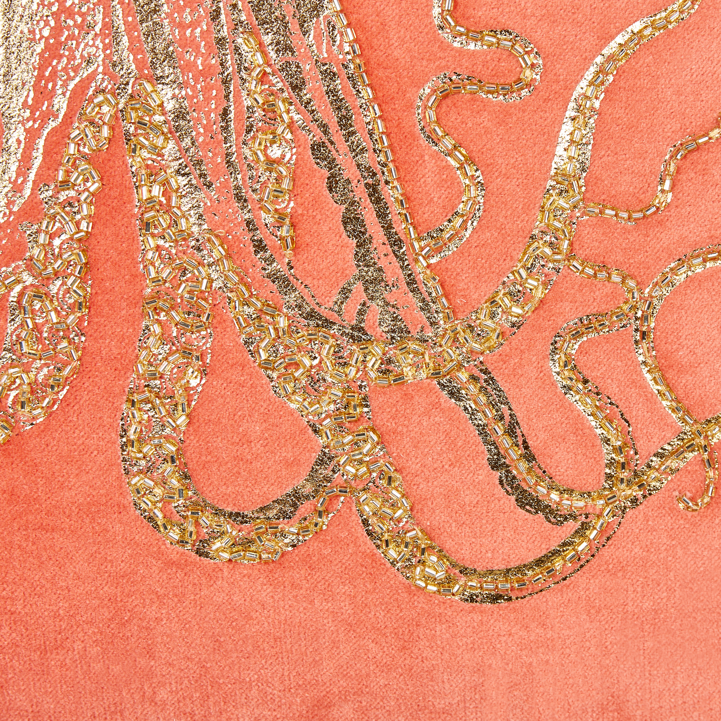 Dekokissen 2er Set LAMINARIA Samtstoff 45 x 45 cm Korallenrot Tiermuster