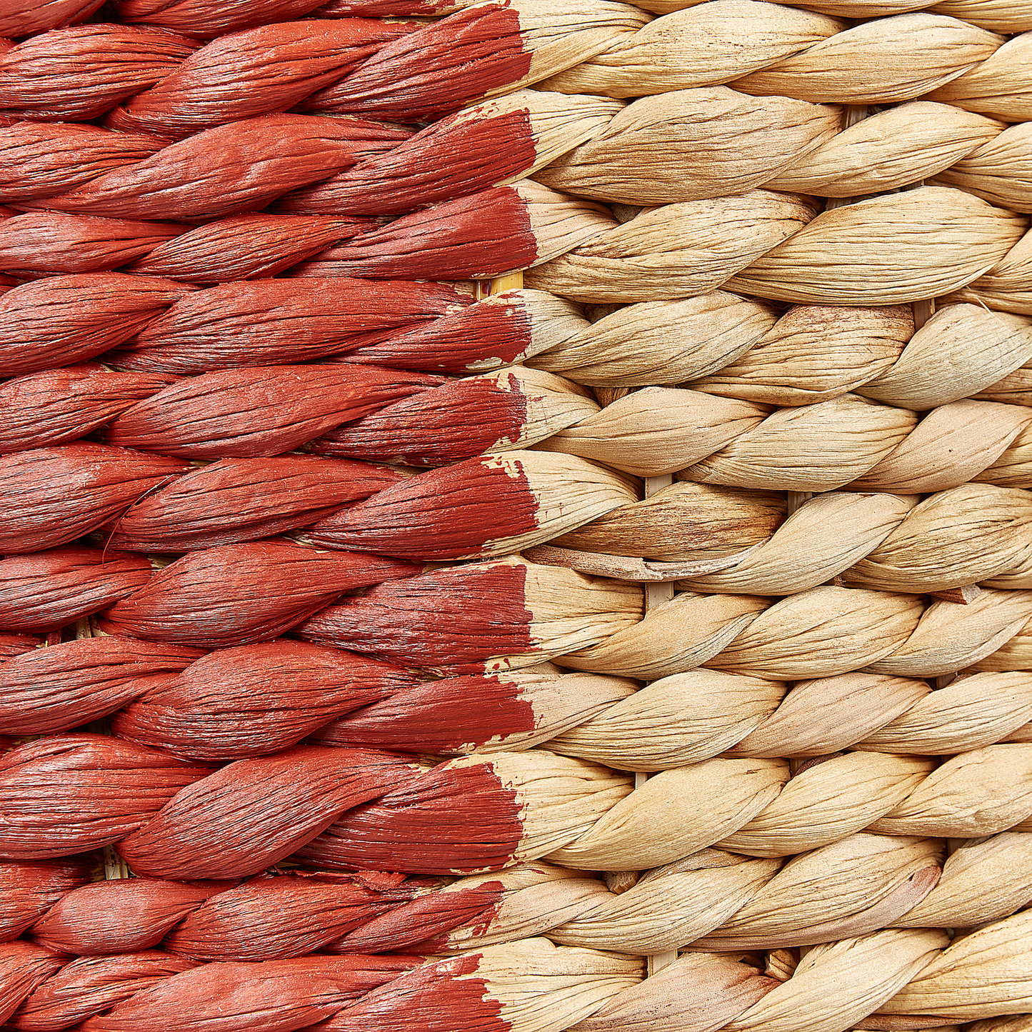 Aufbewahrungskorb mit Deckel Wasserhyazinthe beige / rot Zirkuszeltform 58 cm KIMBERLEY