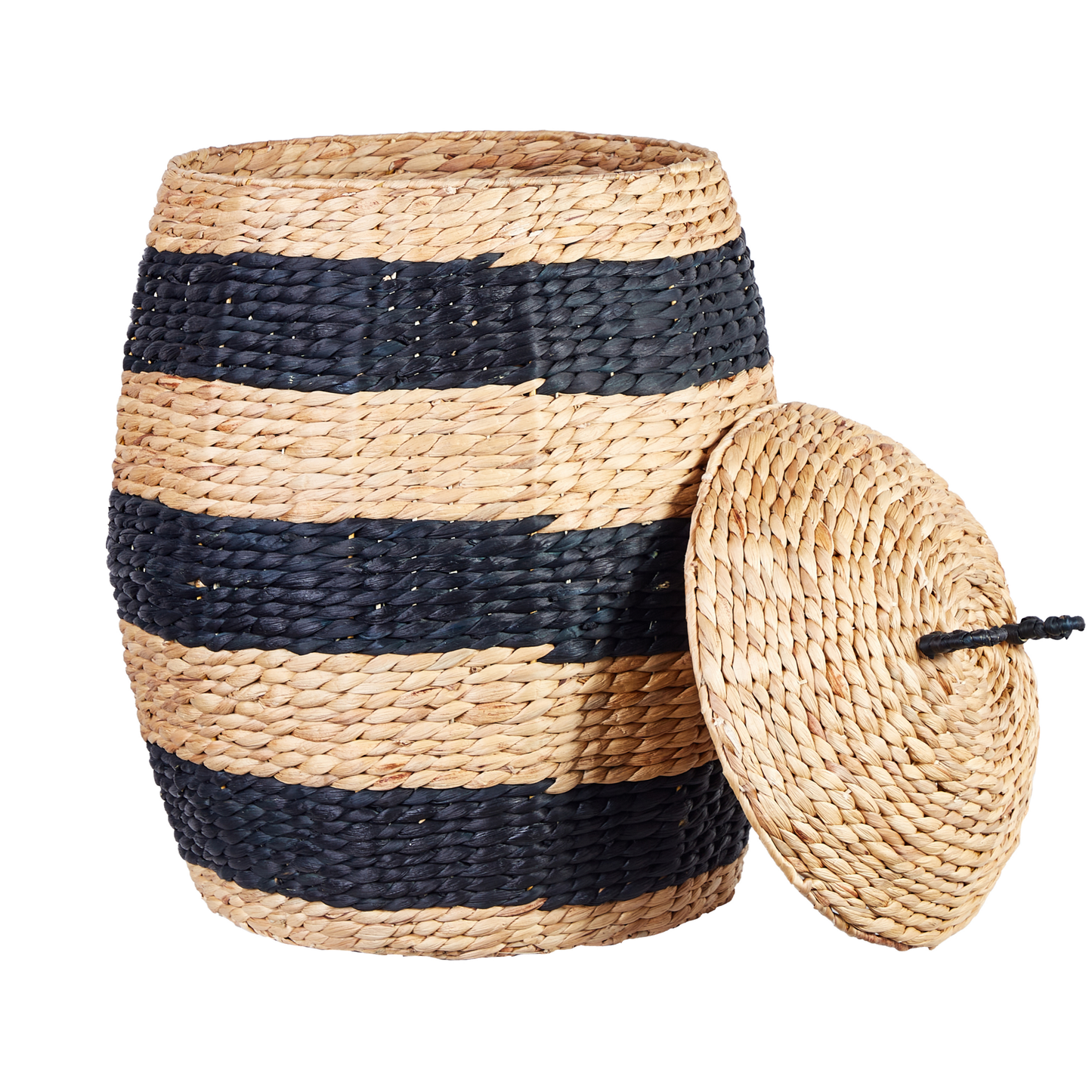 Aufbewahrungskorb mit Deckel Wasserhyazinthe naturfarben Bienenform 70 cm KNYSNA