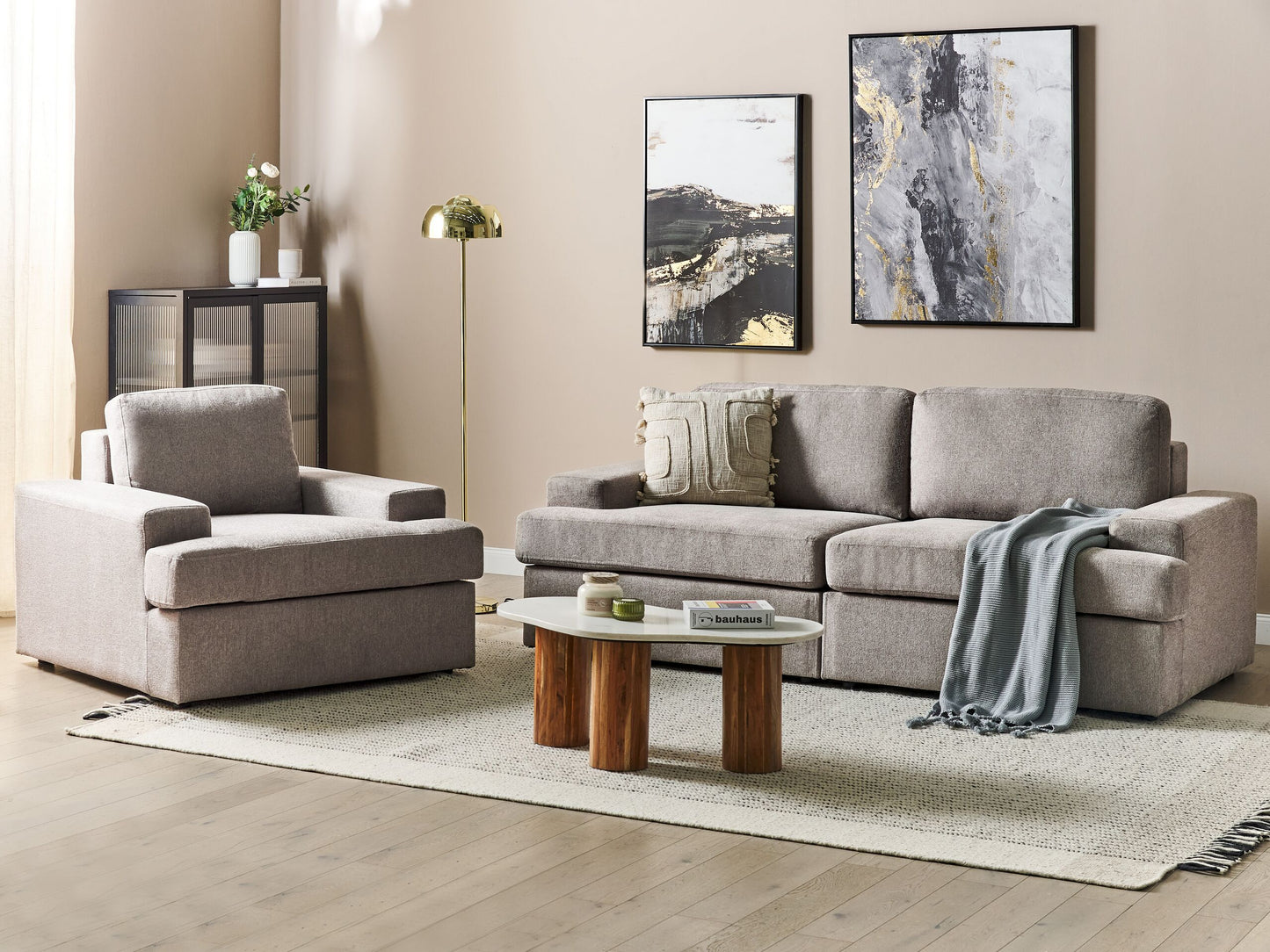 Sofa Set taupe 4-Sitzer ALLA