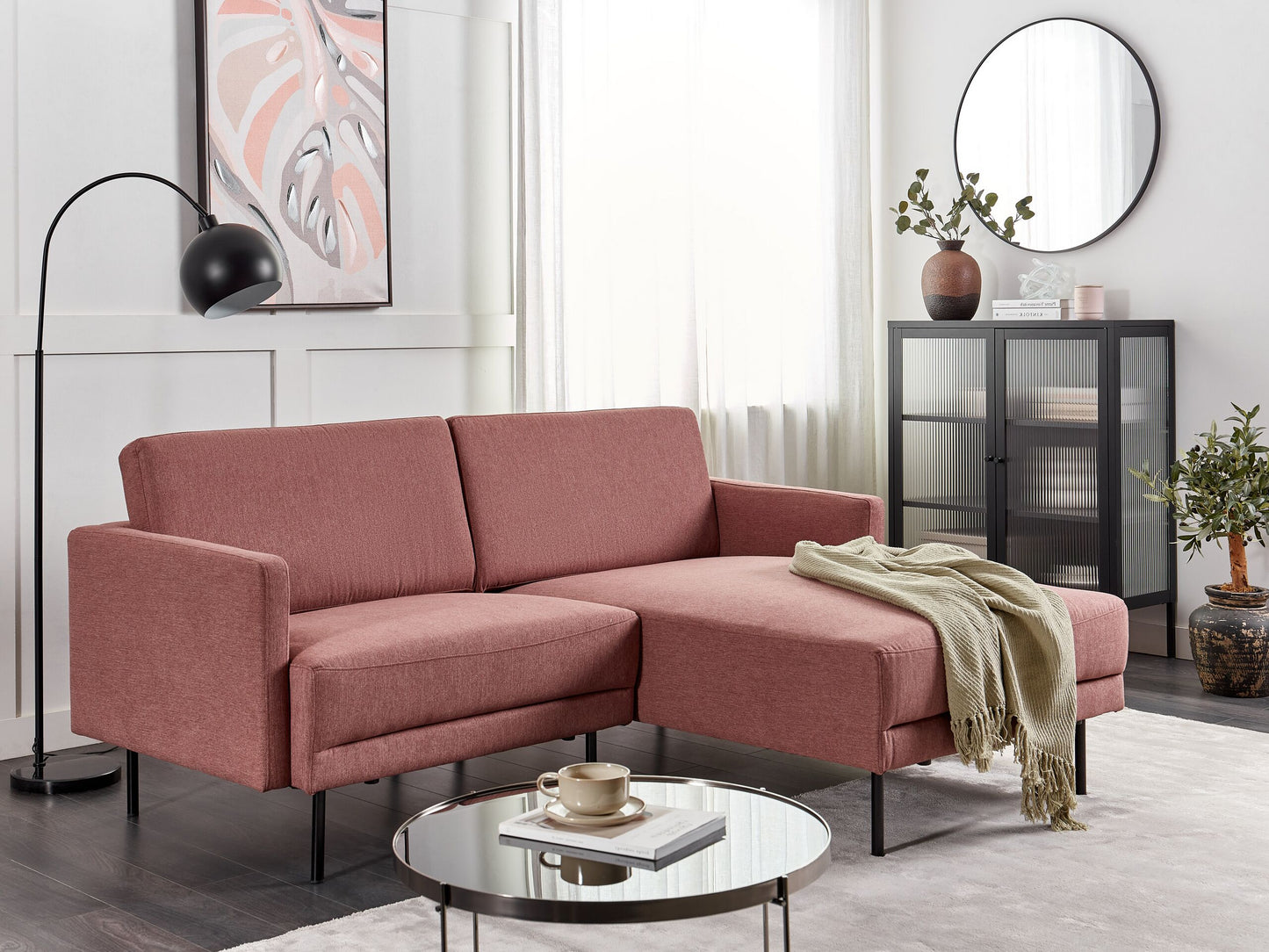 2-Sitzer Ecksofa rosa linksseitig BREDA