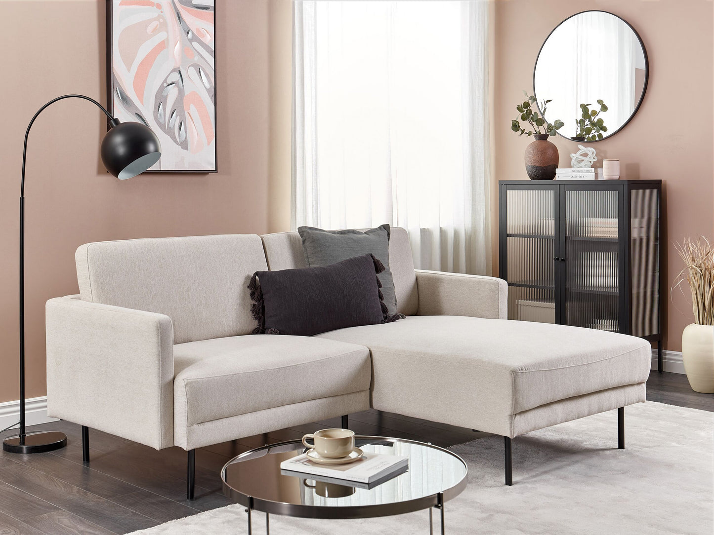 2-Sitzer Ecksofa hellbeige linksseitig BREDA