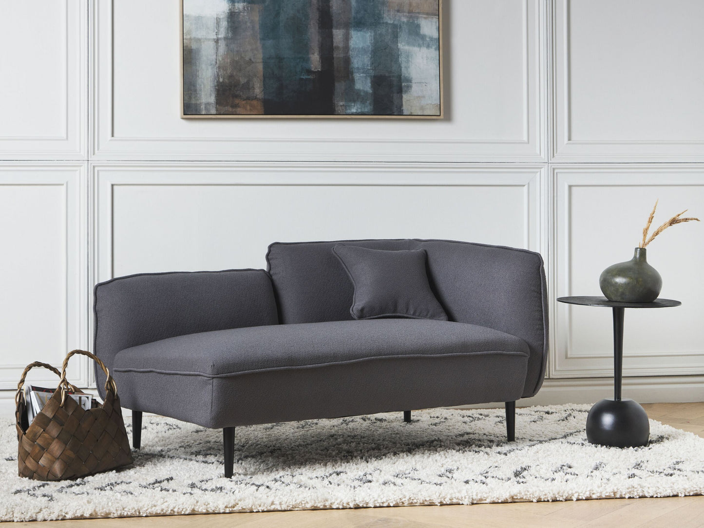 Chaiselongue Bouclé dunkelgrau rechtsseitig CHEVANNES