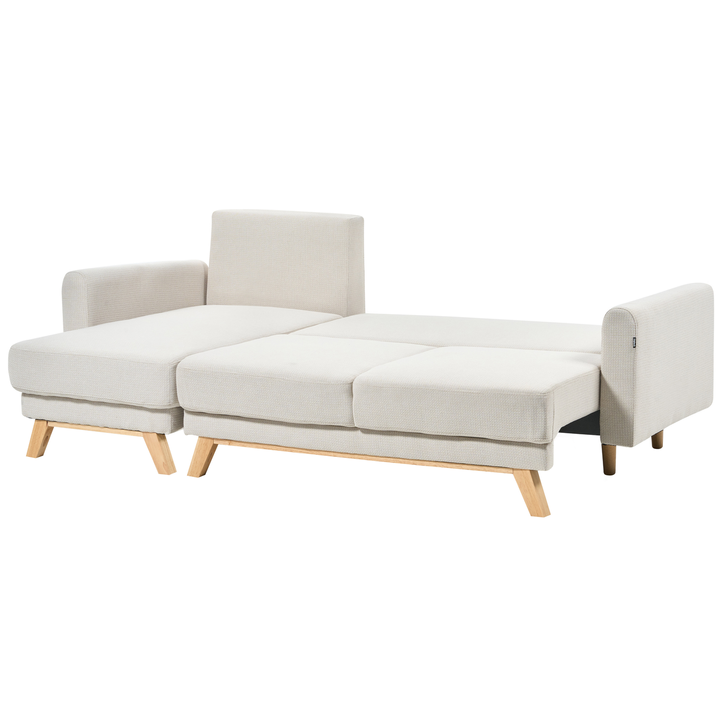 3-Sitzer Ecksofa hellbeige rechtsseitig mit Schlaffunktion Stauraum SIRO