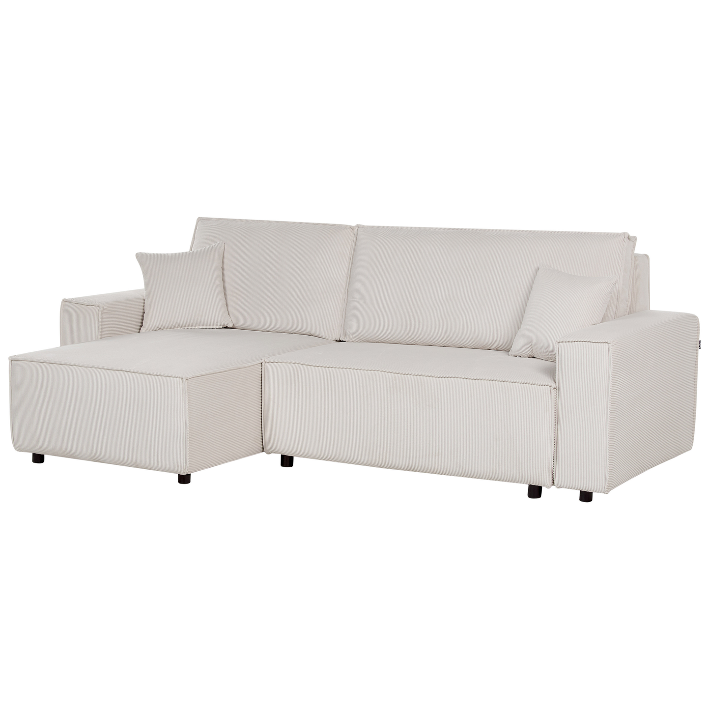 2-Sitzer Ecksofa Cord cremeweiss rechtsseitig mit Schlaffunktion ABACKA