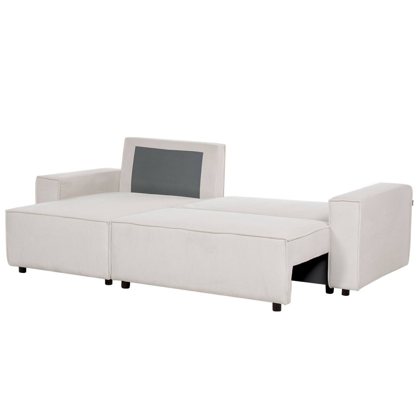 2-Sitzer Ecksofa Cord cremeweiss rechtsseitig mit Schlaffunktion ABACKA