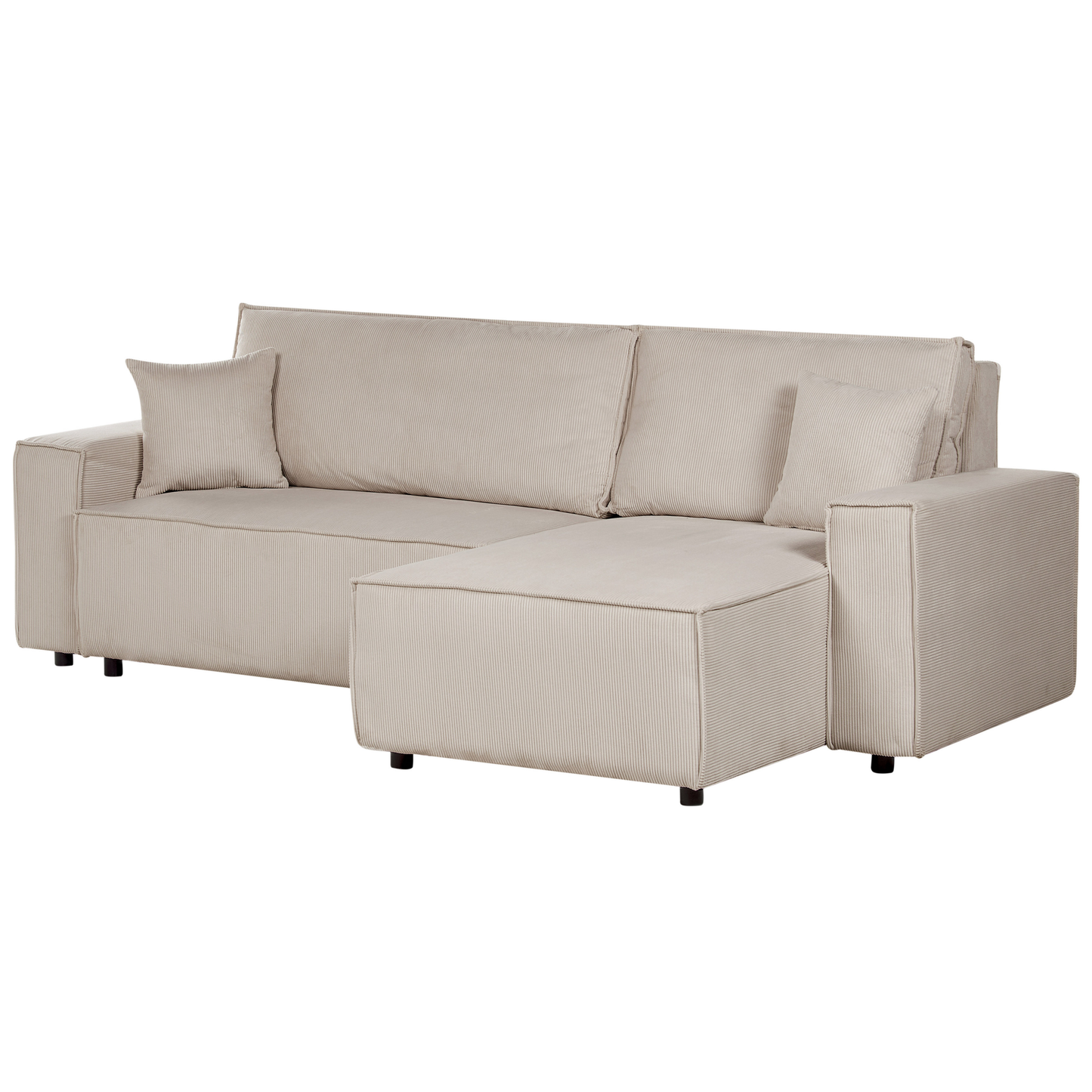 2-Sitzer Ecksofa Cord beige linksseitig mit Schlaffunktion ABACKA