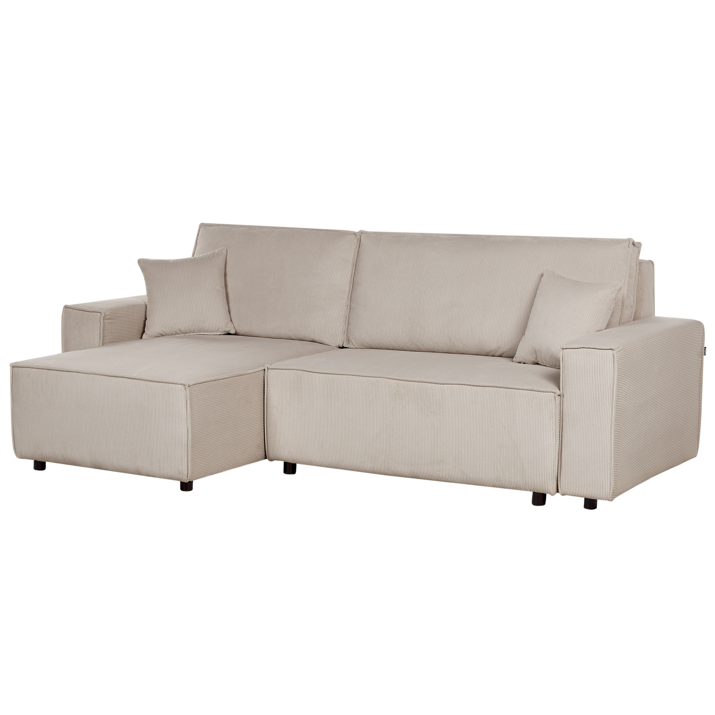 2-Sitzer Ecksofa Cord beige rechtsseitig mit Schlaffunktion ABACKA