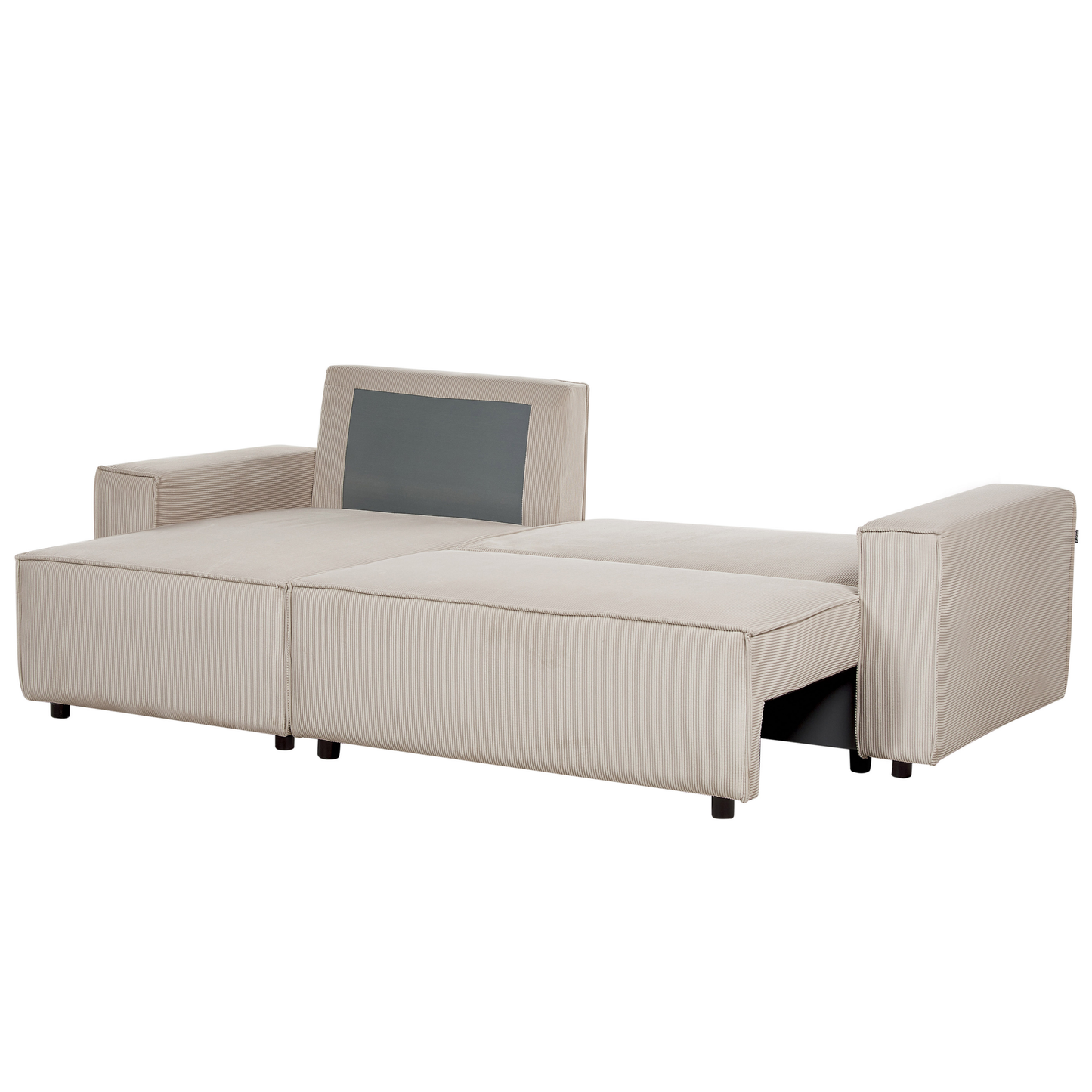 2-Sitzer Ecksofa Cord beige rechtsseitig mit Schlaffunktion ABACKA