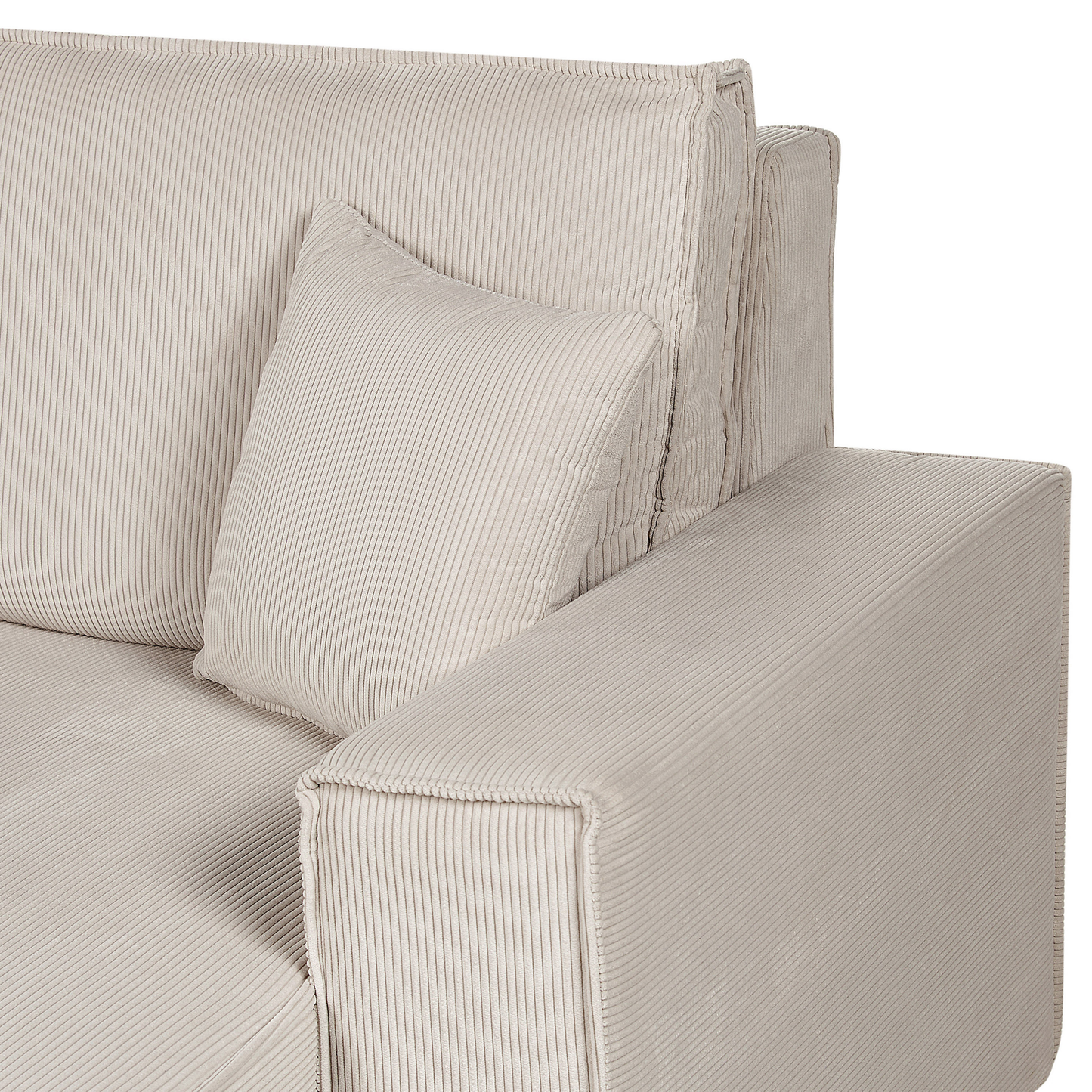 2-Sitzer Ecksofa Cord beige rechtsseitig mit Schlaffunktion ABACKA