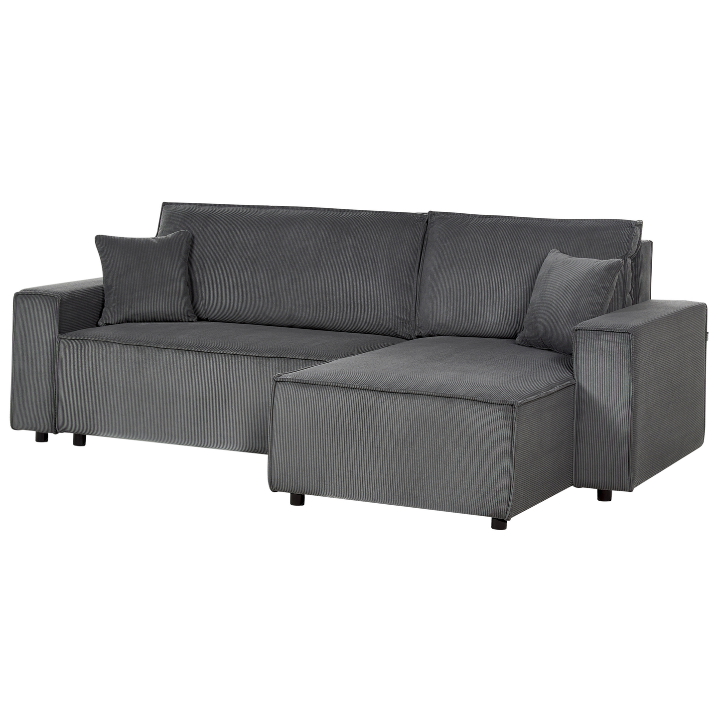 2-Sitzer Ecksofa Cord graphitgrau linksseitig mit Schlaffunktion ABACKA