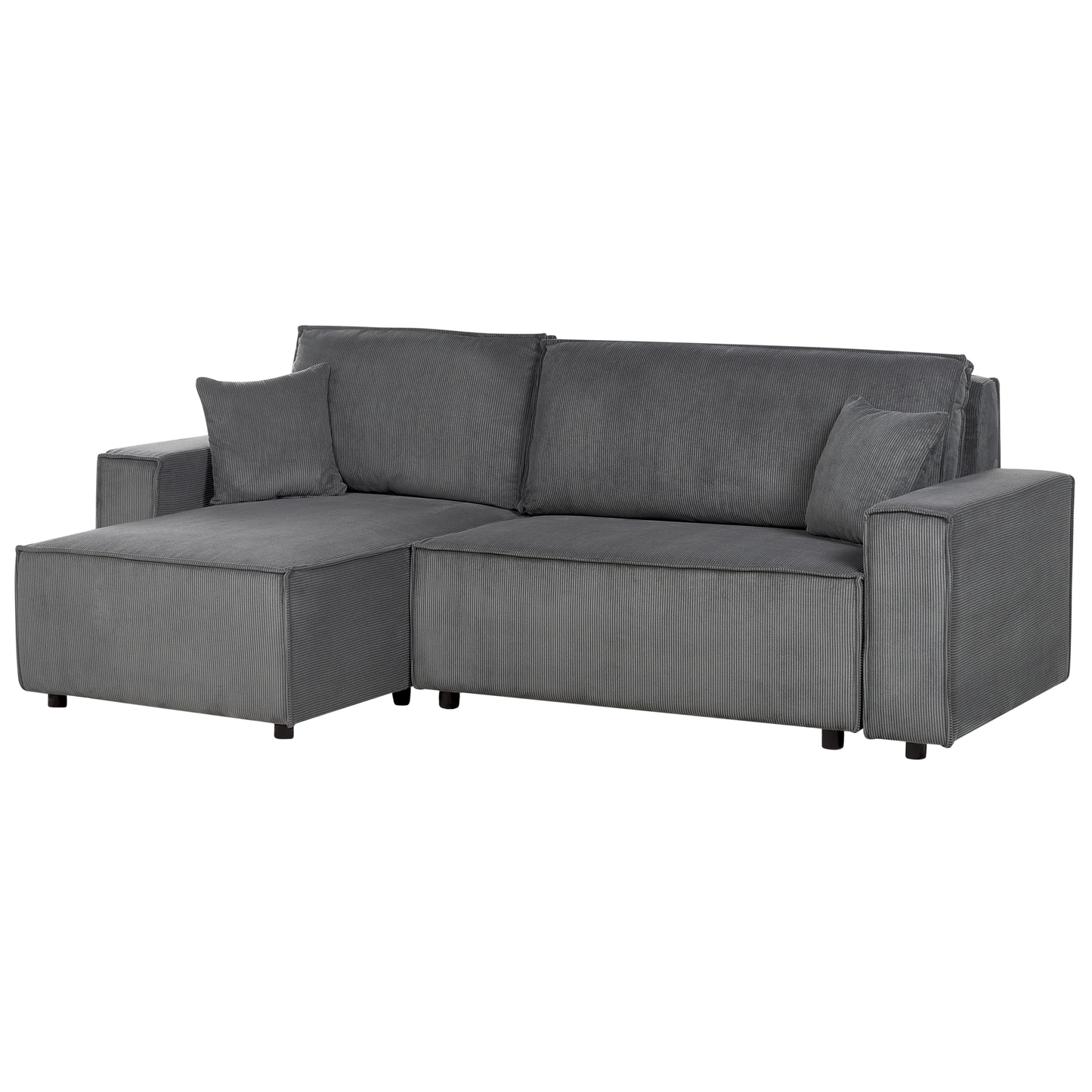 2-Sitzer Ecksofa Cord graphitgrau rechtsseitig mit Schlaffunktion ABACKA