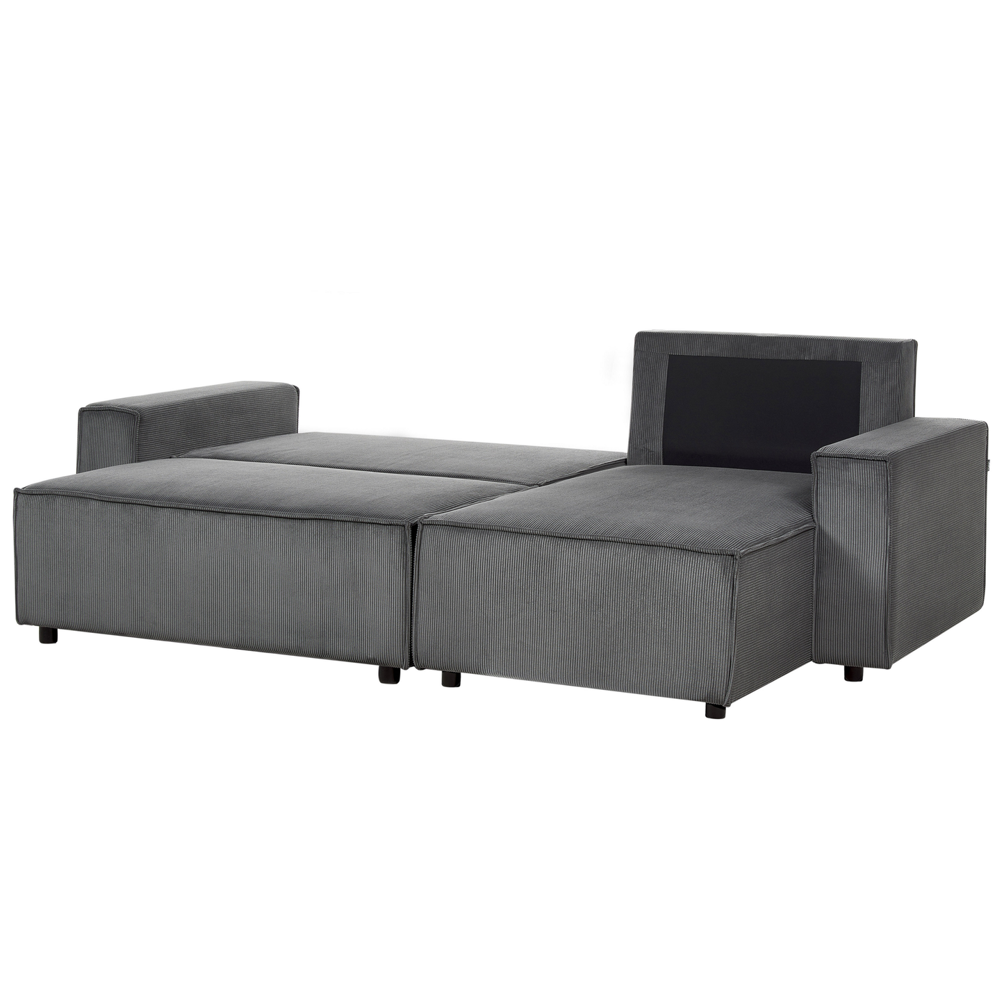 2-Sitzer Ecksofa Cord graphitgrau linksseitig mit Schlaffunktion ABACKA