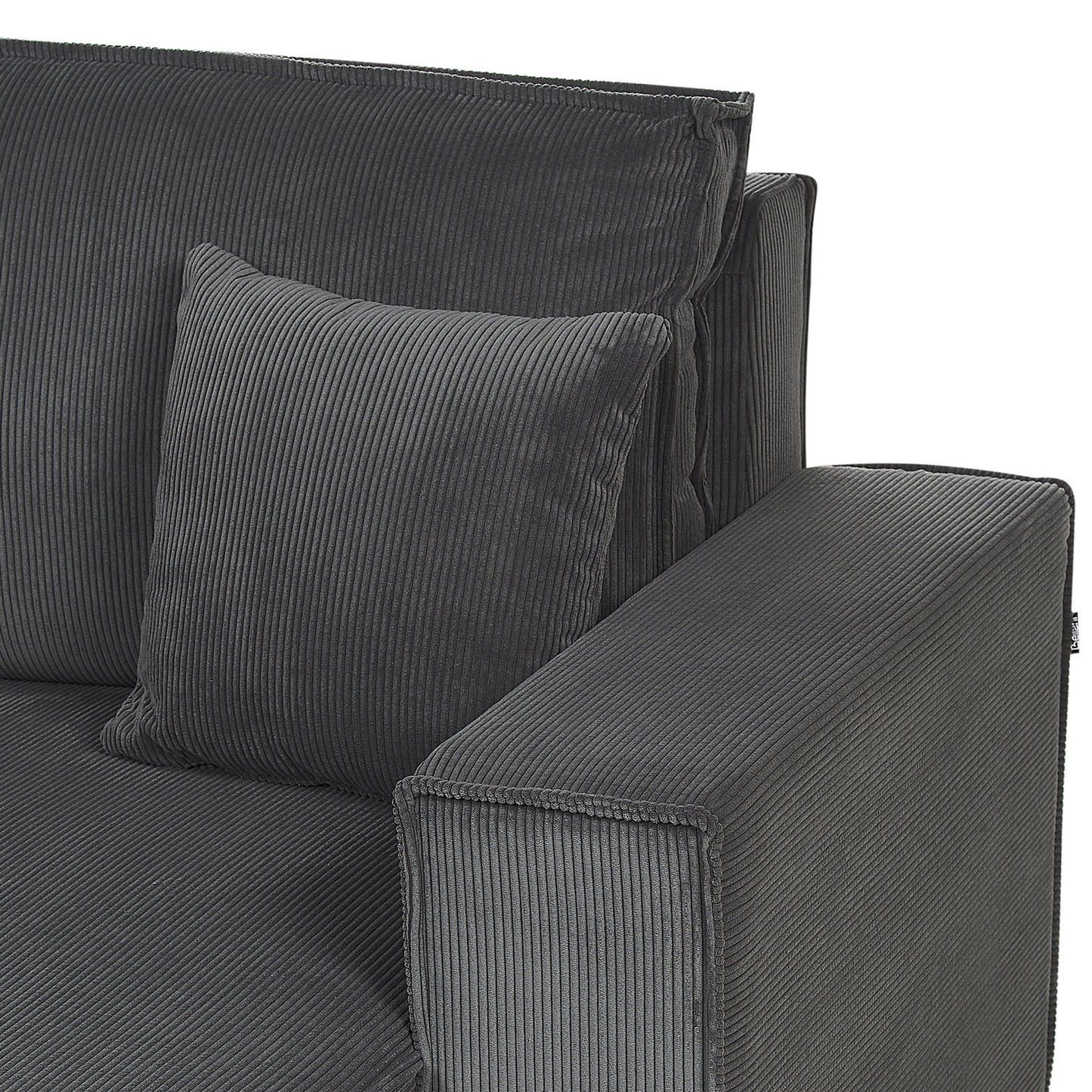2-Sitzer Ecksofa Cord graphitgrau rechtsseitig mit Schlaffunktion ABACKA