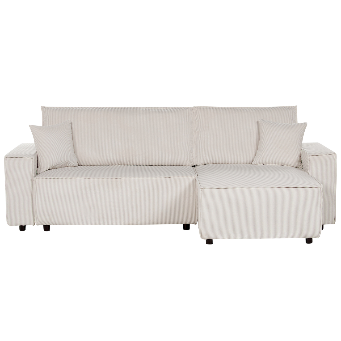 2-Sitzer Ecksofa Cord cremeweiss linksseitig mit Schlaffunktion ABACKA