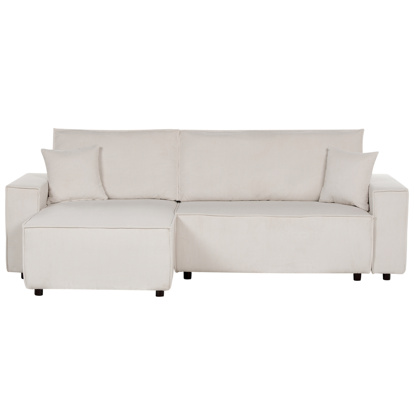 2-Sitzer Ecksofa Cord cremeweiss rechtsseitig mit Schlaffunktion ABACKA