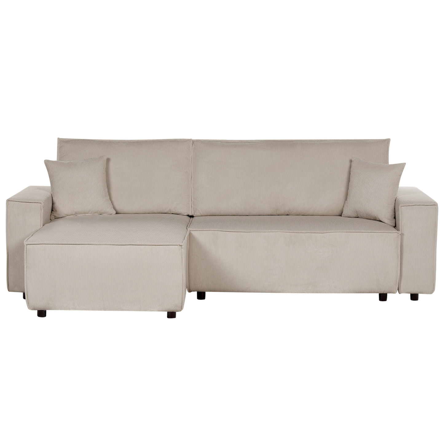 2-Sitzer Ecksofa Cord beige rechtsseitig mit Schlaffunktion ABACKA