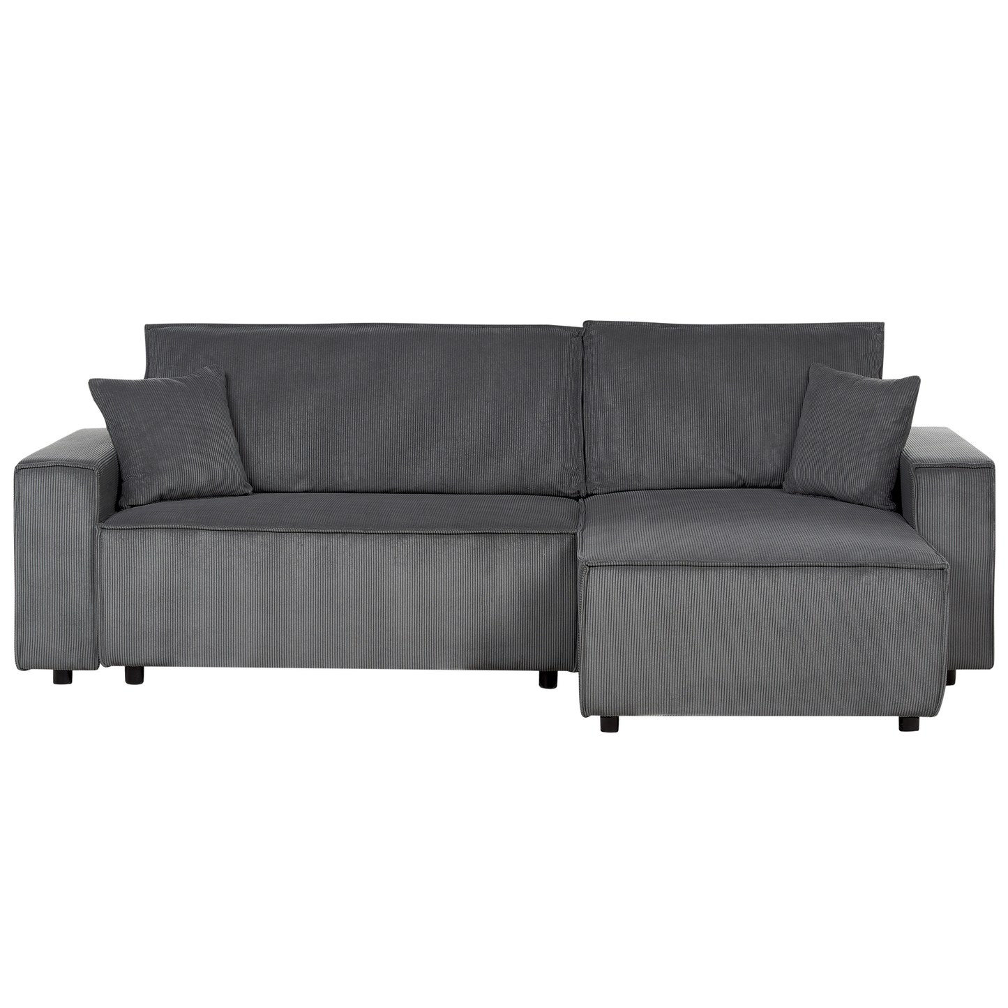 2-Sitzer Ecksofa Cord graphitgrau linksseitig mit Schlaffunktion ABACKA