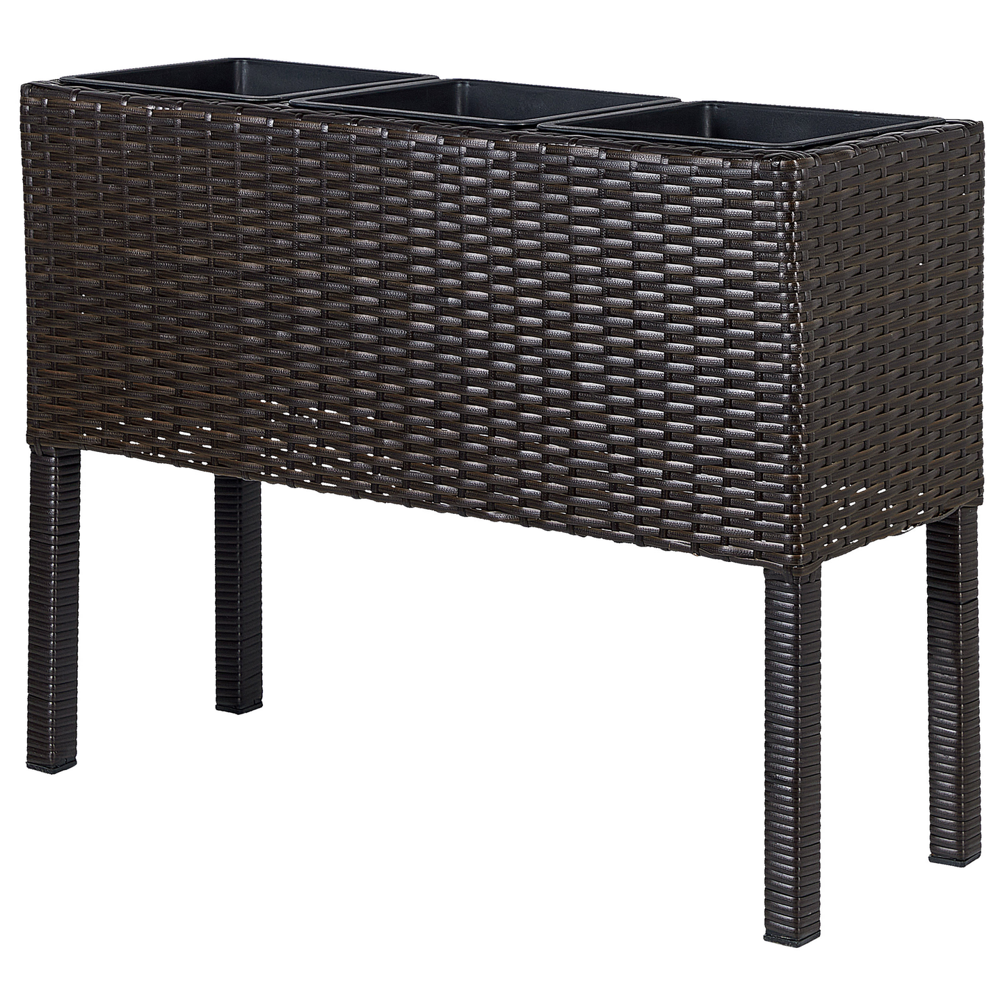 Blumentopf mit Beinen CARAGANA PE Rattan 77 cm Dunkelbraun