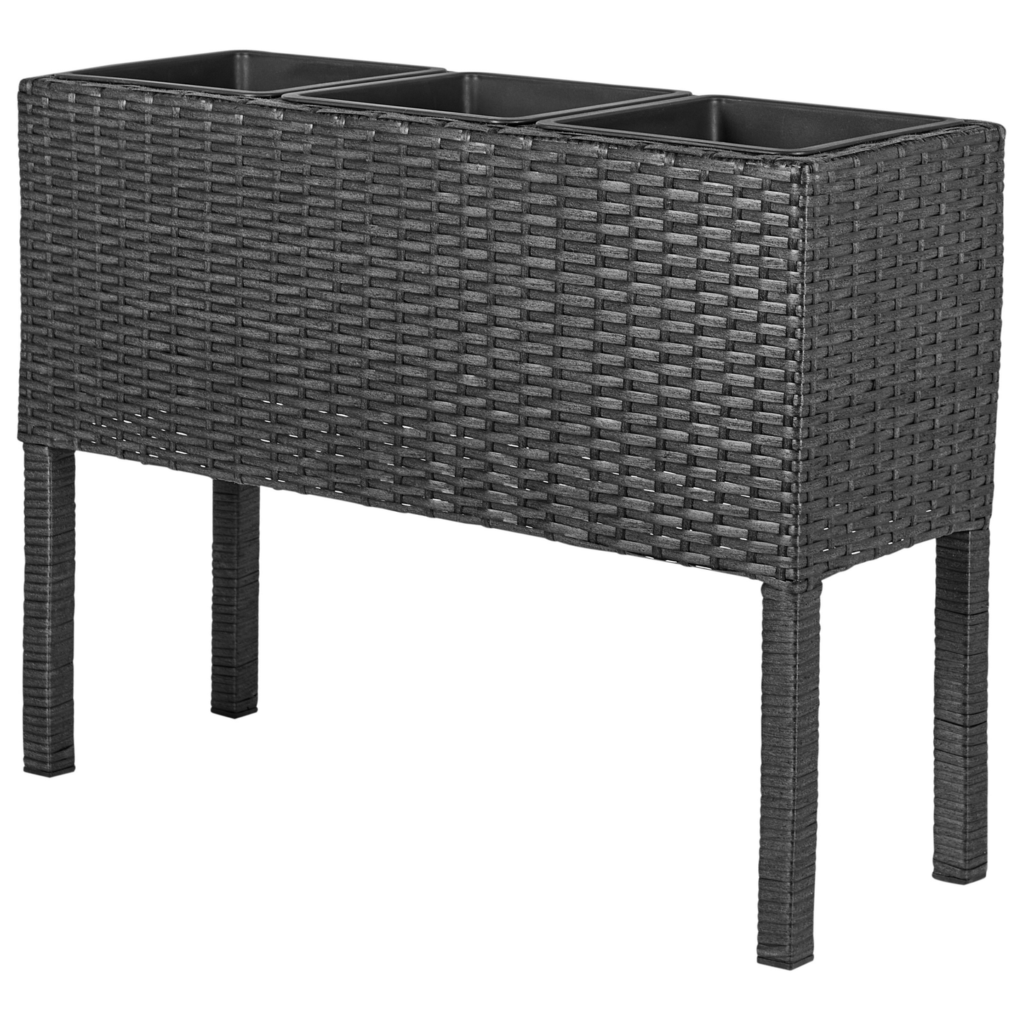 Blumentopf mit Beinen CARAGANA PE Rattan 77 cm Schwarz