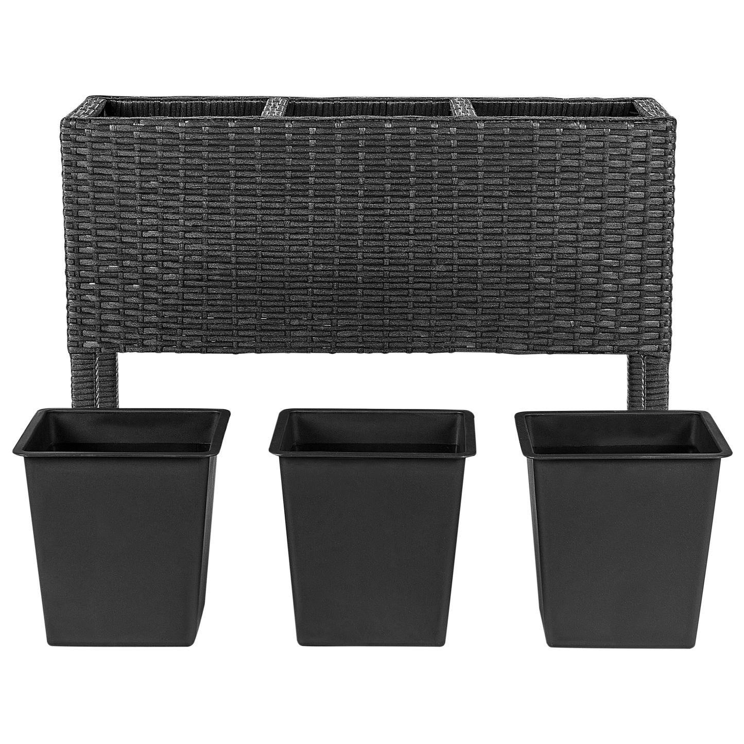 Blumentopf mit Beinen CARAGANA PE Rattan 77 cm Schwarz