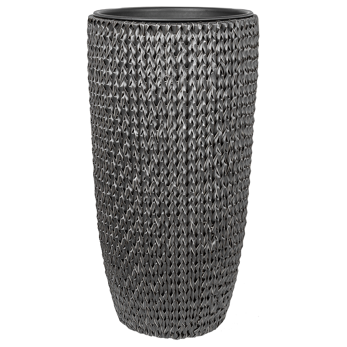 Set mit 2 Blumentöpfen CEDRUS PE Rattan 37/45 cm Schwarz